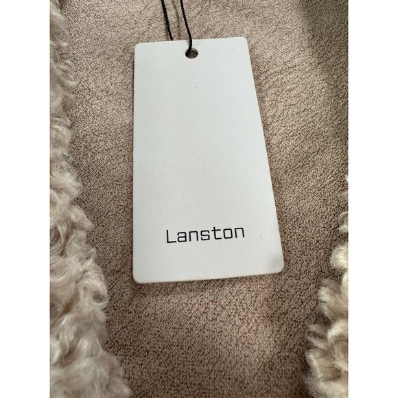 Lanston Sherling Trench Coat Sand Beige XS NWT Teddy Faux Shearling Long - Picture 8 of 9